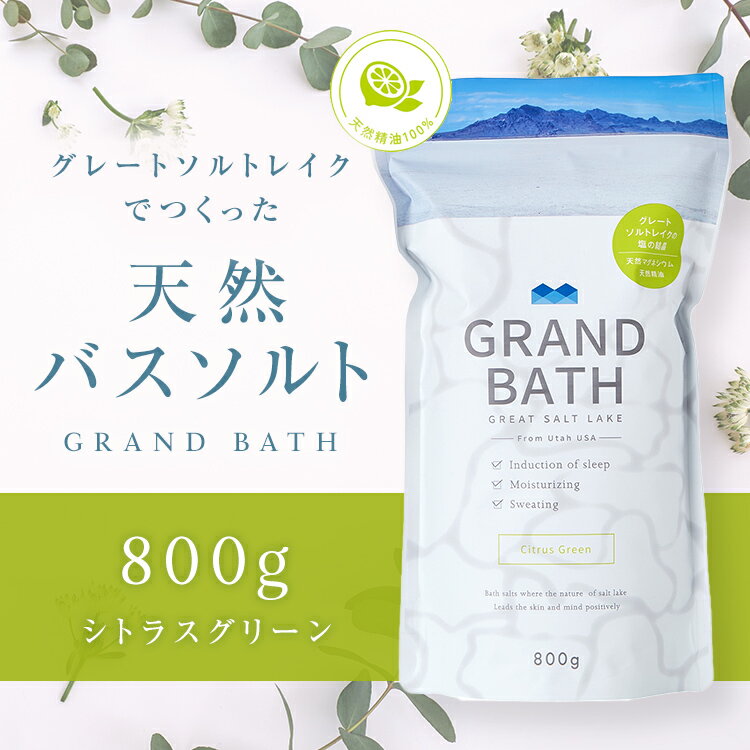 【50%ポイントバック】GRAND BATH バスソルト シトラスグリーン 800g 大容量 バスソルト マグネシウム グランドバス グレートソルトレイク 入浴剤 塩湖 シリカスタイル 死海 無添加 無香料 無着色 敏感肌 美容 リラックス 保湿 お風呂 バスタイム 半身浴 ギフト