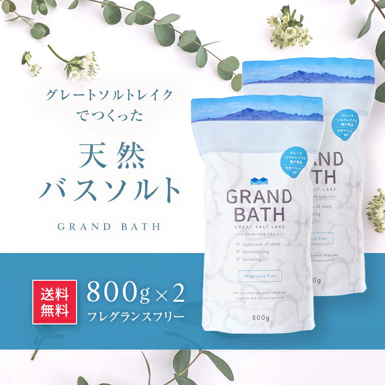 【50%ポイントバック】GRAND BATH バスソルト フレグランスフリー 800g×2送料無料 大容量 バスソルト マグネシウム グランドバス グレートソルトレイク 入浴剤 塩湖 シリカスタイル 死海 無添加 無香料 無着色 敏感肌 美容 リラックス 保湿 半身浴 ギフト