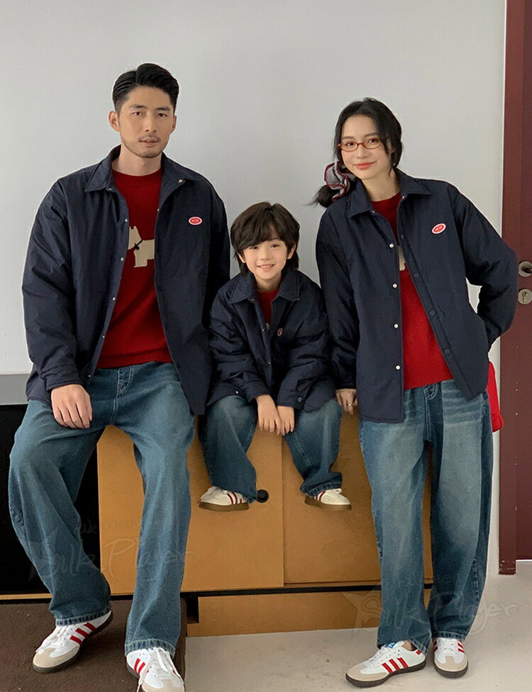 リンクコーデ 親子 セット 薄め 綿入れ ジャケット 親子 ペアルック アウターコート シャツ風 綿入れコート 長袖 デニムパンツ トップス 母 息子 親子コーデ 家族 お揃い 子供服 男の子 女の子 親子お揃い 冬服 親子ペア トップス 親子 おそろい