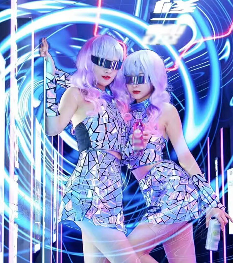 Silk Playerのkpop 衣装 レディース セットアップ 大人 ダンス衣装 へそ出しトップス オーロラ メタリック モザイク柄 タンクトップ スカート アイドル衣装 ヒップホップ ジャズ 派手 個性派 韓国 ダンス 衣装 練習着 グループ衣装 K-POP ガールズ ライブ ステージ衣装 ダンス kpop｜アングル3