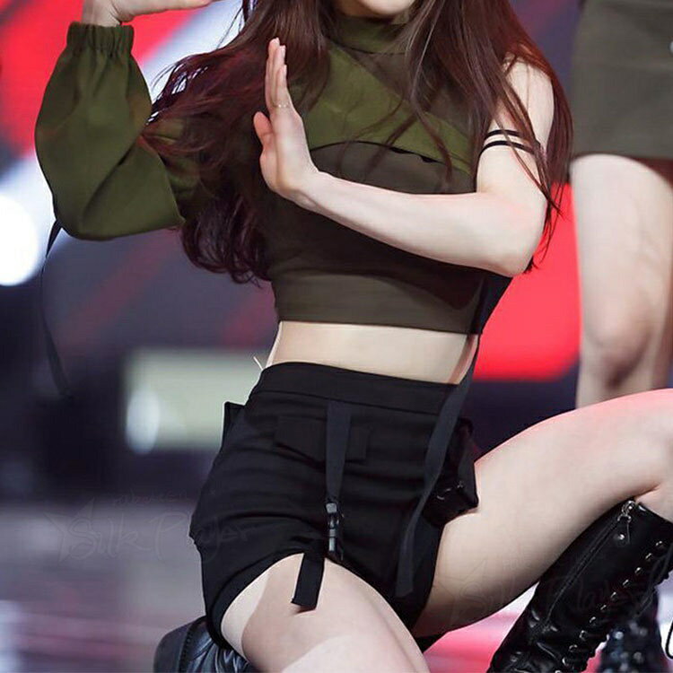 韓国 k-pop アイドル衣装 片袖 カーキグリーン ヒップホップ jazz アイドル 大人 ...