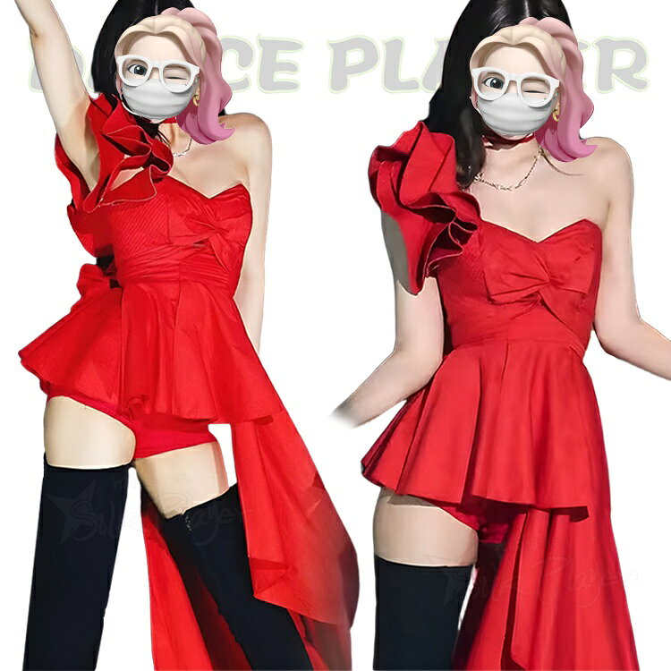 赤 k-pop 衣装 レディース ワンピース 韓国 ダンス 衣装 練習着 ジャズダンス衣装 赤 ダンス衣装 ワンピース ヒップホップ ダンス 衣装..