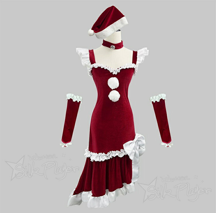 Silk Playerのサンタワンピース レデース クリスマス コスチューム コスプレ 赤 ワンピース 帽子付き 大きいリボン サンタコス 衣装 仮装 レディース 忘年会 大人 女性 二次会 サンタコス かわいい 余興 女性用 ハロウィン セクシー コスチューム パーティー｜アングル2
