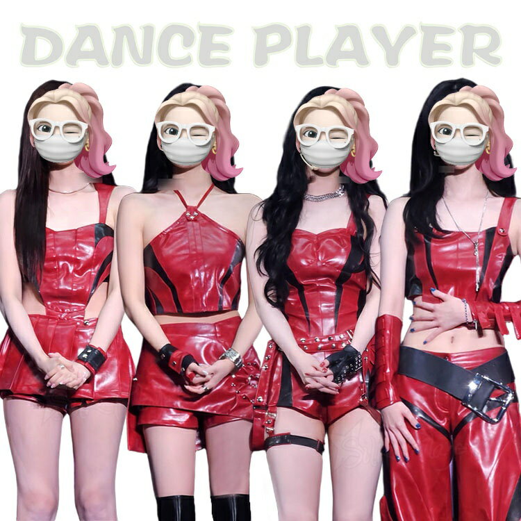 Rakuten - 赤 レザー k-pop 衣装 韓国 アイドル 衣装 赤 韓国 ジャズ ダンス衣装 セットアップ レディース 赤 へそ出し アイドル 衣装 スカート タンクトップ ショートパンツ k-popアイドル服 K-pop 衣装 ロングパンツ ヒップポップ K-POP ガールズ ギャル服 hiphop ステージ衣装