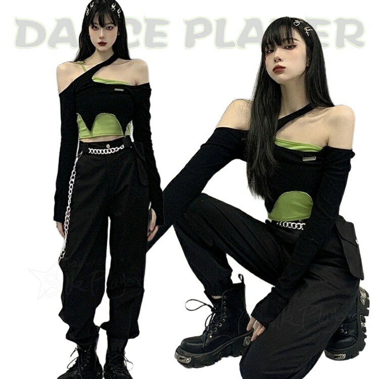 Rakuten - ダンス 衣装 黒 セットアップ k-pop 衣装 韓国 アイドル衣装 レディース ブラック 長袖 トップス ヘソ出し 重ね着 ロングパンツ ジャズ ダンス衣装 大人 セットアップ ds 演出服 ダンスウェア jazz ステージ衣装 発表会 練習服 演出 舞台 運動会応援 チームダンス