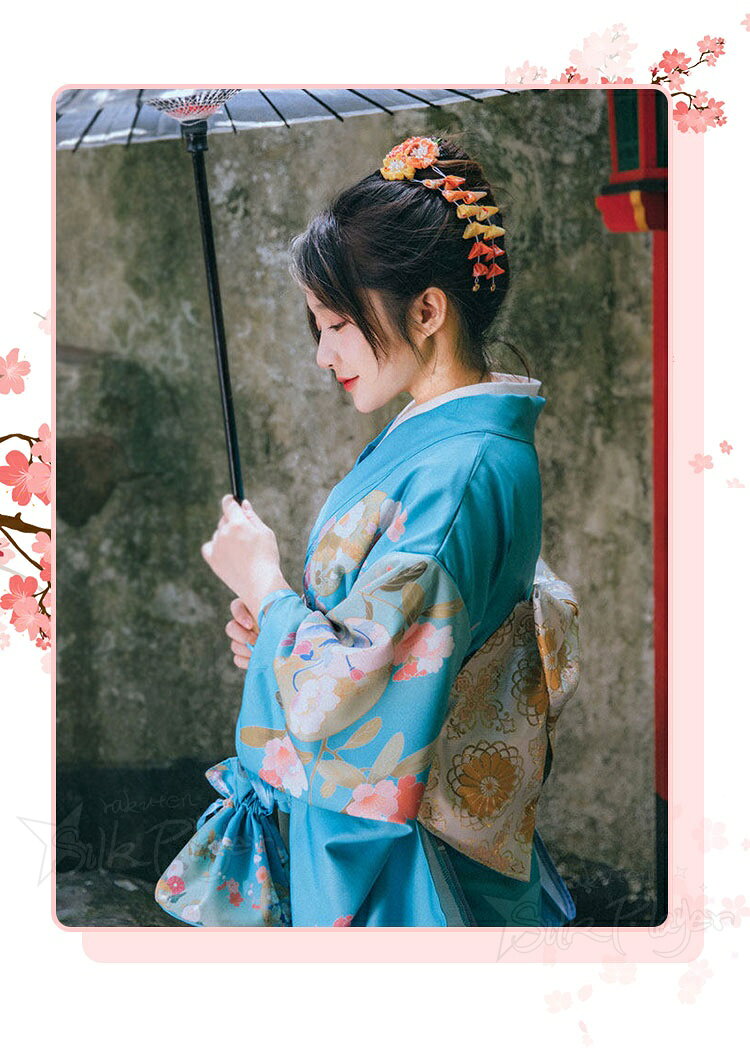 レディース 浴衣 セット 高校生 ゆかた 水色 牡丹 藤花 総柄 和風 単衣 夏用 和服 ...