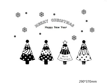 E3 転写式ウォールステッカー クリスマスツリー 【モノクロクリスマスツリー】 雪 飾り シール 北欧 はがせる 壁紙 壁 窓 クリスマス ガラス X’mas | 壁シール ウォールシール ウオール ステッカー ウオールステッカー ウォール インテリア ツリー 貼ってはがせる 黒