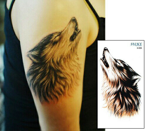 今だけ割引 タトゥーシール【ウルフ・狼】防水防汗で長持ち! 日本未発売 デザインタトゥーシール 大きいサイズ (メール便配送) タトゥー 海 tatoo 入れ墨...