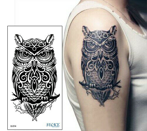 今だけ割引 タトゥーシール【フクロウ】防水防汗で長持ち!日本未発売 デザインタトゥーシール 大きいサイズ (メール便配送) トライバルタトゥー 海水着 タトゥシ...