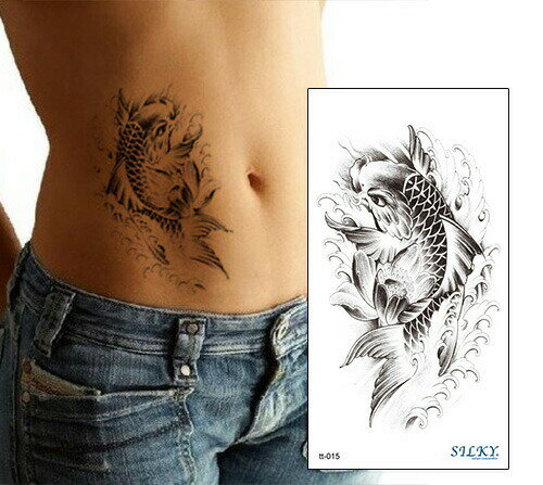 今だけ割引 タトゥーシール【鯉・コイ】防水防汗で長持ち! 日本未発売 デザイン 3D 立体 錯覚 タトゥーシール 大きいサイズ (メール便配送) トライバルタト...