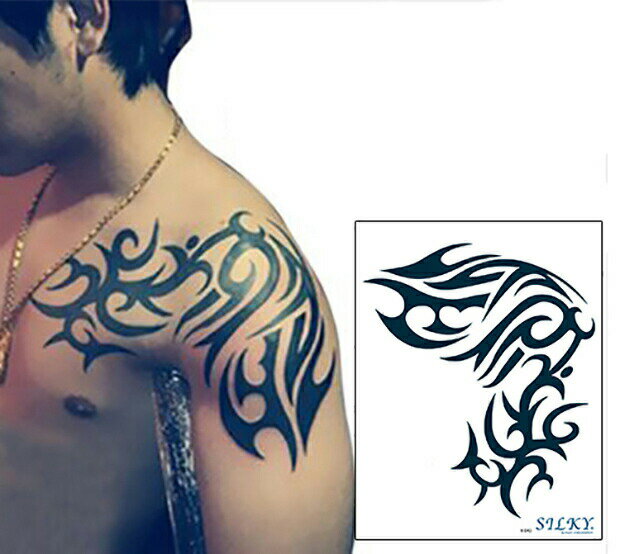 今だけ割引 タトゥーシール【左肩用】防水防汗で長持ち!日本未発売 デザイン 3D 立体 錯覚 タトゥーシール 大きいサイズ (メール便配送) tatoo 入れ墨...