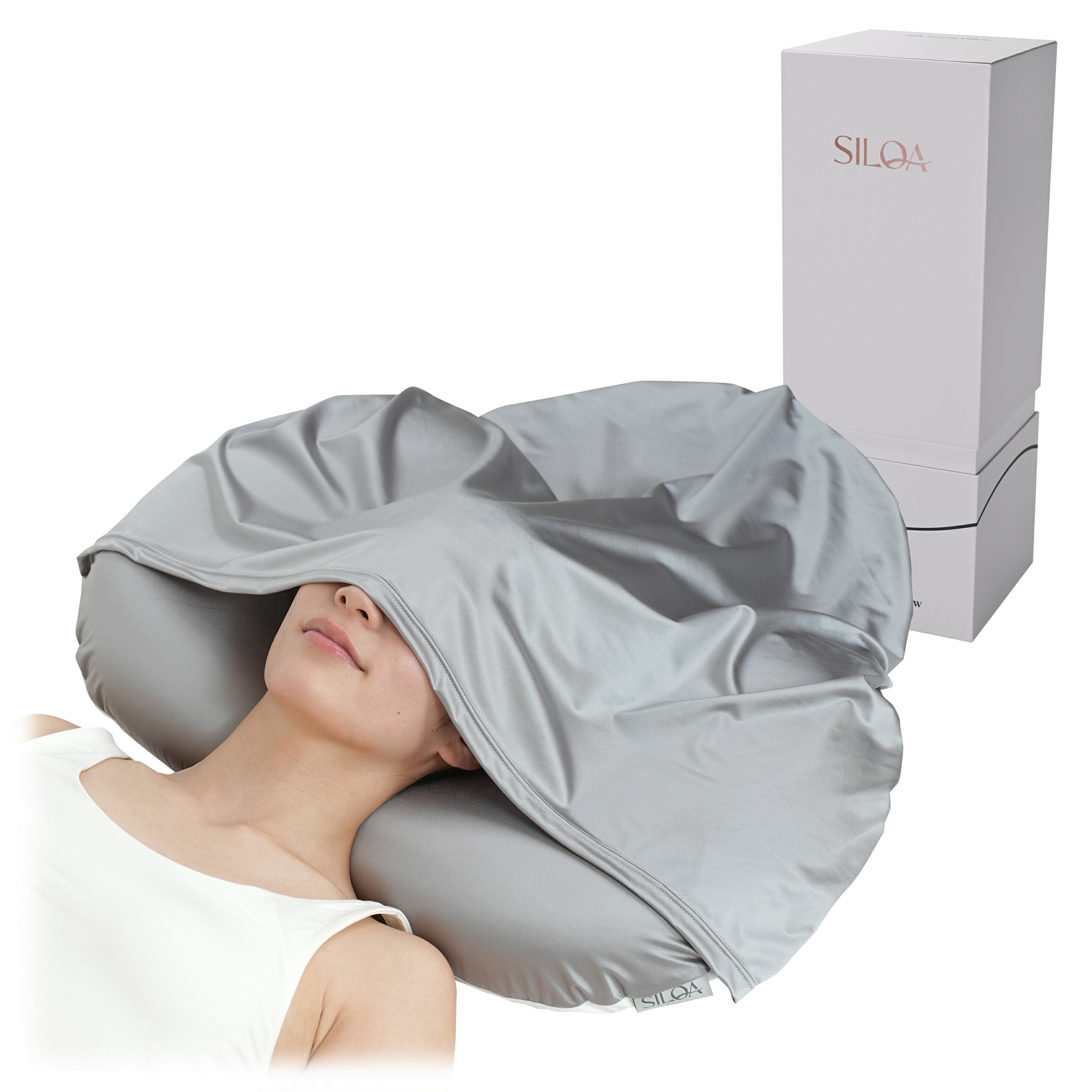 SILQA(シルクア)® 枕 摩擦なきツヤ髪まくら 人工シルク ヘアケア 洗える 洗濯機 乾燥機 低反発 柔らかめ フードモデル 枕カバー付属 AP-1060