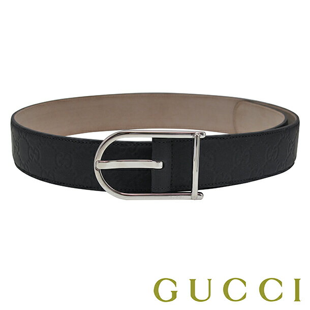 GUCCI ベルト メンズブラック/シルバーカラー ピンタイプ245868 AF60N 1000 グッチシマゴム グッチ