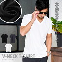 【送料無料】Tシャツ メンズ 半袖 ブランド Vネック Tシャツ ピケ素材 ピケストライプ トップス カットソー シンプル 無地 大人 ホワイトストレッチ 細身...