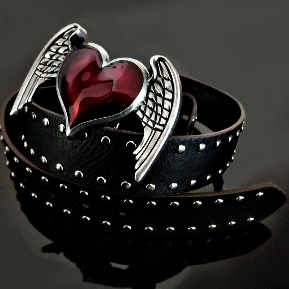 【送料無料】ベルト メンズ スタッズベルト 合成皮革 合金 ハートバックル メンズベルト おしゃれ ストリート カジュアル ブランド ブラック 黒 CavariA キャバリア 大人 20代 30代 40代 50代 ちょいワル ユニセックス 男性 男 服 秋 冬 秋冬 ファッション