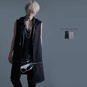 【送料無料】パーカー メンズ ジップアップ ロング丈 クロス 十字架 クラッシュ加工 ダメージ加工 ジレ ベスト ノースリパーカー 服 ファッション カジュアル...