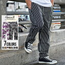 ワイドパンツ メンズ CavariA【キャバリア】腰ひも付きワイドテーパードパンツ/全7色【あす楽対応】ボトムス テーパードパンツ イージーパンツ 総柄 チェッカーフラッグ レオパード 豹柄 カモフラージュ柄 迷彩 ゼブラ ペイズリー ストライプ M L 夏 ↑【p10】