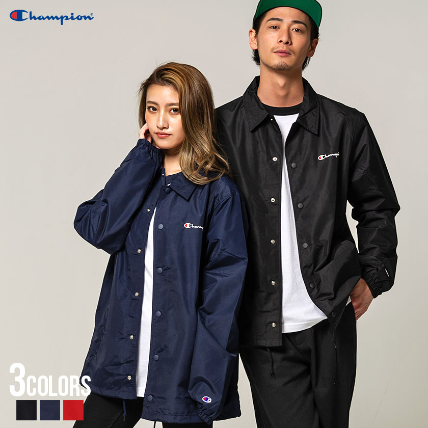 コーチジャケット メンズ レディース ユニセックス "Champion【チャンピオン】COACH JACKET/全3色"【あす楽対応】アウター ナイロンジャケット ブルゾン ブランド アクションスタイル ベーシック チャンピオン M L ブラック ネイビー レッド 春