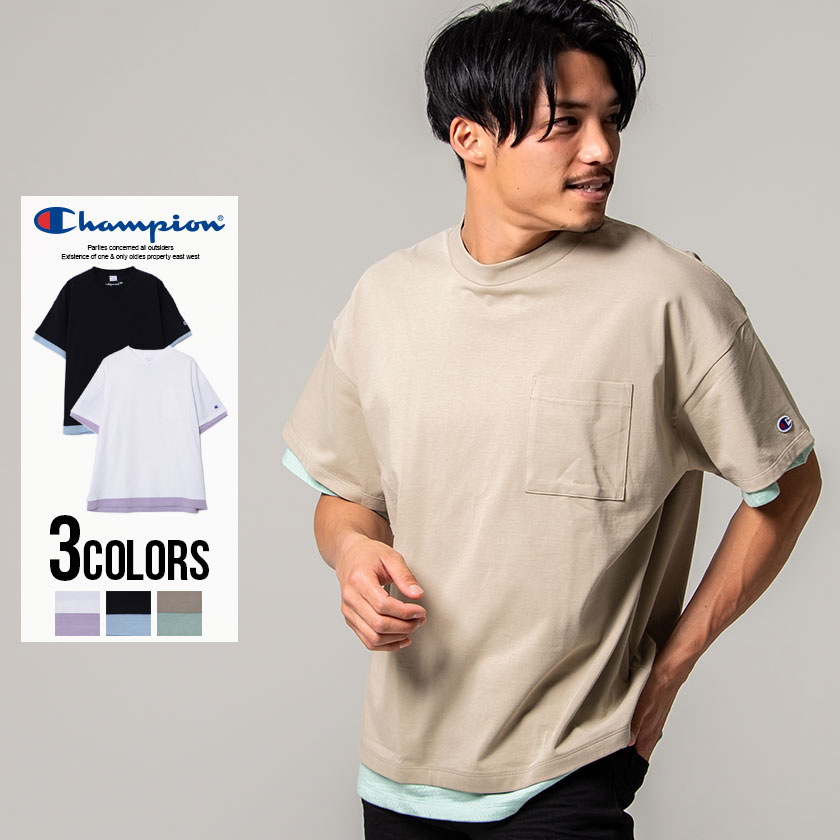 【送料無料】"Champion チャンピオン Tシャツ メンズ ブランド おしゃれ 半袖 レディース ユニセックス キャンパス トップス カットソー 半袖 tee レイヤード ガーメントウォッシュ加工 ロゴ 刺繍 カジュアル ストリート スポーツ 春 夏 2021"【あす楽対応】