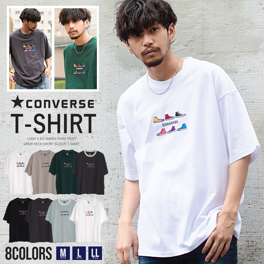 CONVERSE コンバース Tシャツ メンズ ブランド おしゃれ カジュアル 半袖 スニーカー プリント 刺繍 トップス 半袖 半袖Tシャツ ロゴ ビッグサイズ ユニセックス M L LL レッド ホワイト チャコール ミント アメカジ 韓国ファッション ストリート