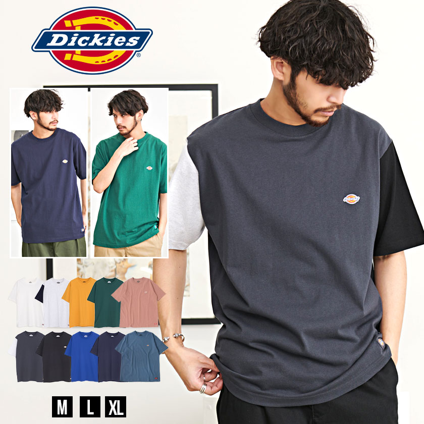 Dickies ディッキーズ Tシャツ メンズ 半袖 ブランド おしゃれ 大きいサイズ 白T 白Tシャツ 天竺 綿100% コットン 無地 ロゴ 刺繍 トップス カットソー 白 黒 アメカジ カジュアル 服 春 夏 春服 夏服 男性 男 父の日 ファッション 