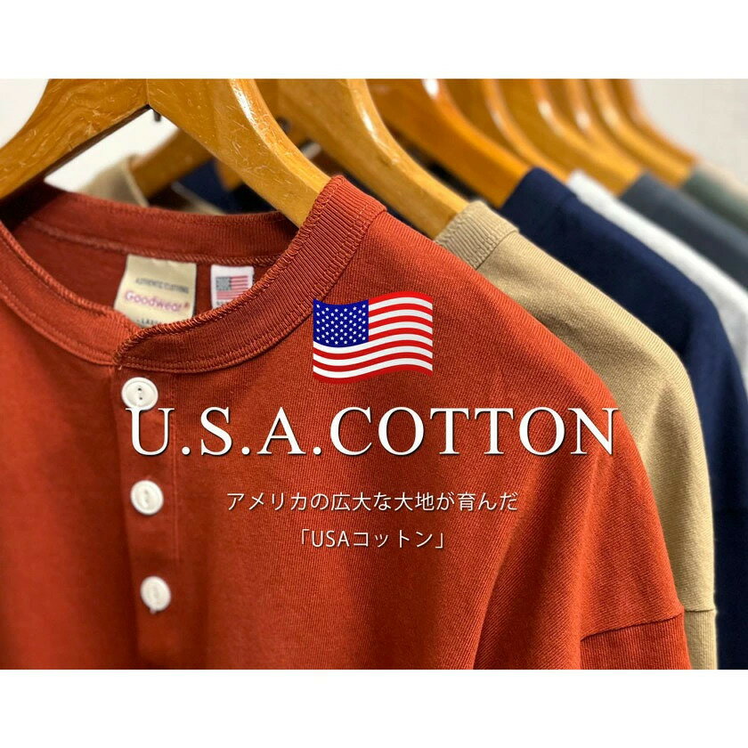 【送料無料】Tシャツ メンズ 半袖 ブランド Goodwear グッドウェア 半袖Tシャツ ヘンリーネック おしゃれ 大人 USAコットン 7oz 7オンス ヘビーウェイト 白T 白Tシャツ シンプル 無地 定番 カアメカジ ットソー 20代 30代 40代 50代 ユニセックス 男性 服 春 夏 夏服 春夏