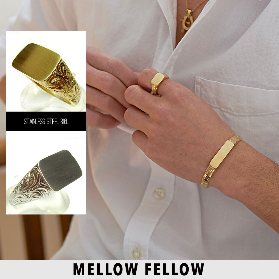 リング 指輪 メンズ MELLOW FELLOW メローフェロー スクエアデザイン アクセサリー ジュエリー ハワイアン サージカルステンレス プレゼント 贈り物 ギフト ユニセックス 男性 男 服 春 夏 秋 冬 秋冬 ファッション メンズファッション