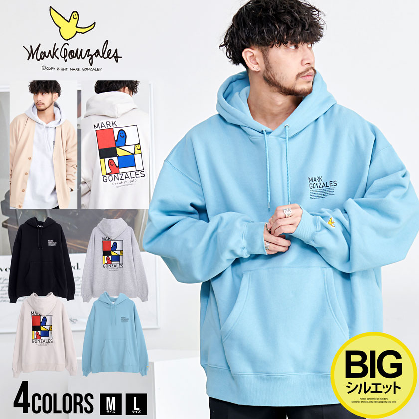 【送料無料】MARK GONZALES マークゴンザレス パーカー メンズ スウェット スエット 大きいサイズ 服 裏起毛 カジュアル 大人 ブラック ホワイト グレー ブルー 白 青 ユニセックス 父の日 春 夏 春服 夏服 ストリート ファッション メンズファッション【あす楽対応】