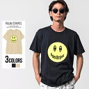 Tシャツ メンズ 半袖 PALM/STRIPESCIRCLE PALM TEE/全3色トップス インナー カットソー クルーネック スマイル パームツリー ロゴ プリント グラフィック ユニセックス ホワイト ブラック ベージュ 白 黒 M L XL カジュアル 夏