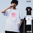 Tシャツ メンズ RAZZIS ラズ おしゃれ 大人 カジュアル ファッション 半袖 半袖Tシャツ トップス カットソー ラッパー プリント ホワイト チャコール 白 黒 ストリート ストリートファッション ストリート系 韓国ファッション 夏 夏服【あす楽対応】【DTK】