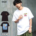 Tシャツ メンズ ブランド おしゃれ RAZZIS ラズ 半袖 半袖Tシャツ トップス カットソー バイク デビル プリント 花 ホワイト チャコール 白 黒 ストリート ファッション ストリート系 春 夏 20代 30代 40代 メンズファッション【あす楽対応】【DTK】