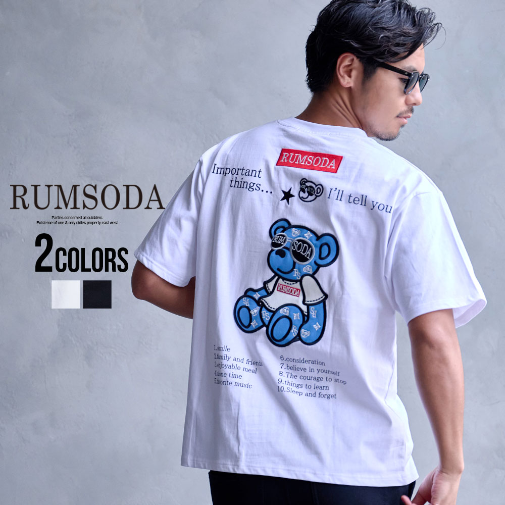 樂天商城 - 【送料無料】Tシャツ メンズ 半袖 ブランド おしゃれ 半袖Tシャツ トップス カットソー アップリケ PU 刺繍 ベア クマ くま ホワイト ブラック 白T 白Tシャツ RUMSODA ラムソーダ 大人 20代 30代 40代 50代 ちょいワル ユニセックス 男性 男 服 春 夏 春夏 ファッション