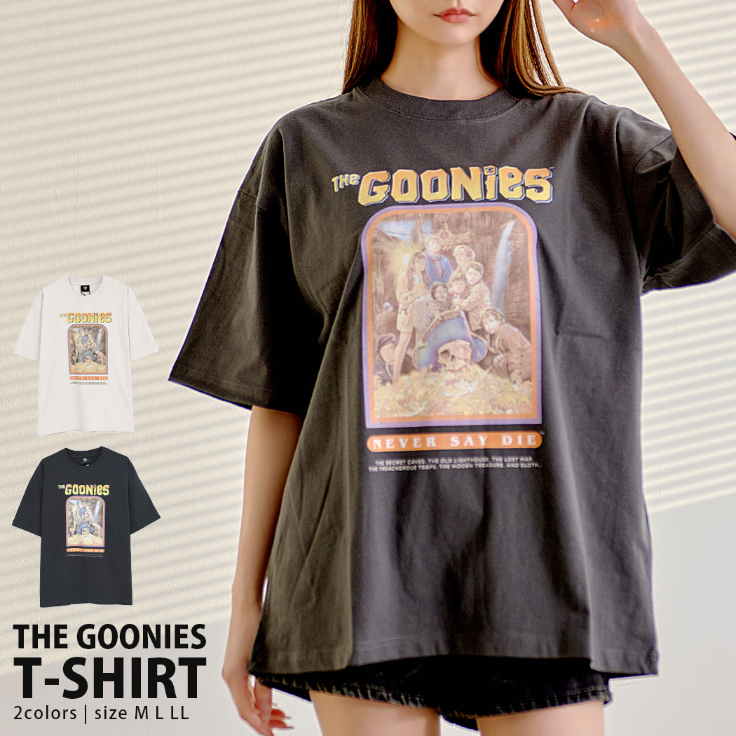 樂天商城 - Tシャツ メンズ レディース 半袖 半袖Tシャツ ブランド おしゃれ 大きいサイズ The Goonies グーニーズ 映画 トップス ポスター グラフィック ロゴ プリント ヴィンテージ風 綿100% 白 黒 大人 20代 30代 40代 50代 クール ユニセックス 男性 男 服 春 夏 春夏 ファッション
