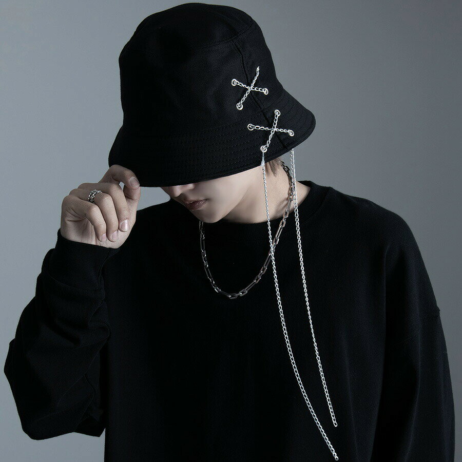 ハット HAT クロスバケット ロングチェーン バケットハット 帽子 深め 大きいサイ...