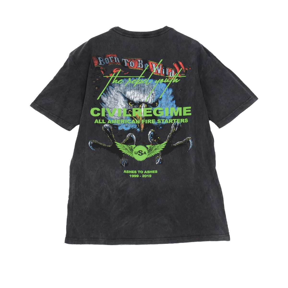 【送料無料】Tシャツ メンズ おしゃれ 半袖 半袖Tシャツ プリント 古着風 ユーズド ヴィンテージ ビンテージ 色落ち ブリーチ レディース 男女兼用 大きいサイズ ゆったり ブラック 黒 CIVIL 大人 20代 30代 40代 ユニセックス 男性 男 服 春 夏 夏服 春夏 ファッション