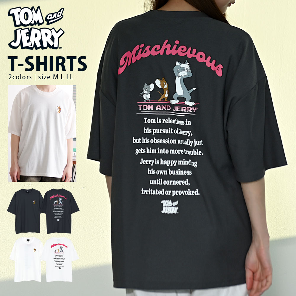 樂天商城 - Tシャツ メンズ レディース 半袖Tシャツ TOM AND JERRY トムとジェリー ブランド 刺繍 バックプリント ワンポイント キャラクターTシャツ ロゴT クルーネック カットソー トップス 半袖 ゆったり 大きいサイズ 梨地 凹凸 通気性 大人 20代 30代 40代 50代 服 春 夏 春夏