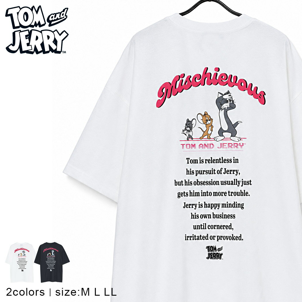 乐天商城 - Tシャツ メンズ レディース 半袖Tシャツ TOM AND JERRY トムとジェリー ブランド 刺繍 バックプリント ワンポイント キャラクターTシャツ ロゴT クルーネック カットソー トップス 半袖 ゆったり 大きいサイズ 梨地 凹凸 通気性 大人 20代 30代 40代 50代 服 春 夏 春夏