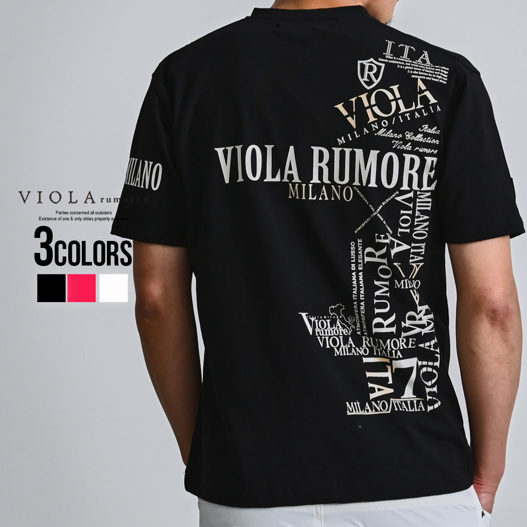 【送料無料】Tシャツ メンズ 半袖 半袖Tシャツ ブランド バックプリント ロゴ Vネック おしゃれ ホワイト ブラック レッド M L XL VIOLA ヴィオラ 大人 20代 30代 40代 50代 タイト 細身 ユニセックス 春夏 ファッション