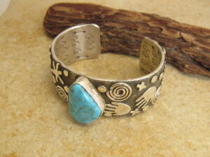 インディアンジュエリー・ナバホ族 Alex Sanchez作 ターコイズマウンテンTQバングル