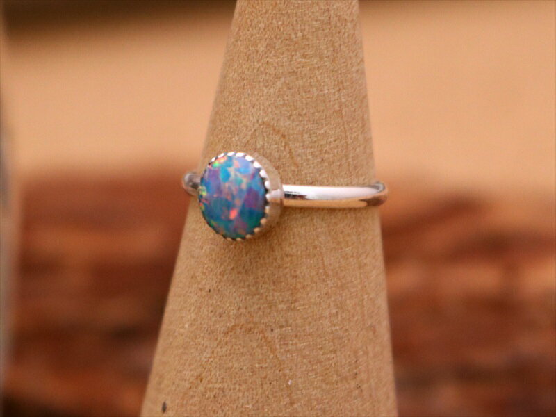 インディアンジュエリー ズニ族 オパール 人工オパール インレイ リング 4号 ネイティブ アメリカン シルバー アクセサリー レディース メンズ ジュエリー ...