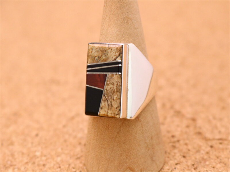 インディアンジュエリー ズニ族 リング インレイ 印台リング 21.5号 ネイティブ アメリカン シルバー アクセサリー メンズ レディース ジュエリー ギフト...