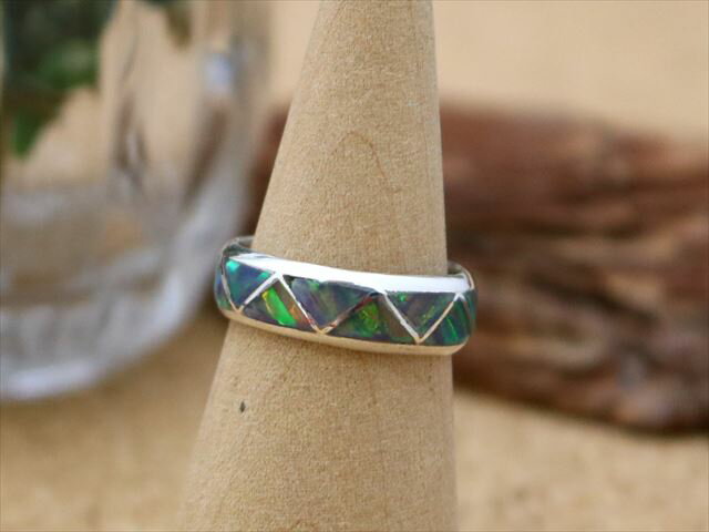 インディアンジュエリー ズニ族 人工オパール インレイ デザイン リング 13号 ネイティブ アメリカン シルバー アクセサリー レディース ジュエリー ギフト...