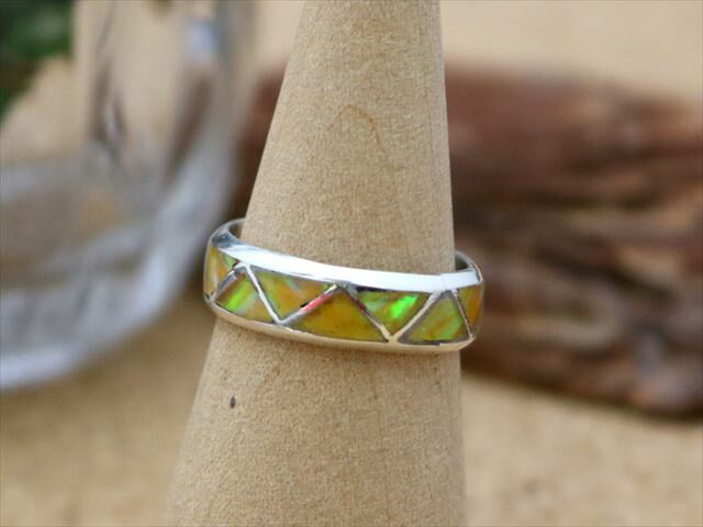 インディアンジュエリー ズニ族 人工オパール インレイ デザイン リング 13号 ネイティブ アメリカン シルバー アクセサリー レディース ジュエリー ギフト...