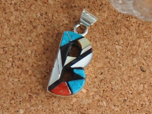 【アルファベットB】インディアンジュエリー・ズニ族 E.C.K.(Elcario & Cleo Kallestewa)作 インレイ・イニシャル ペンダントトップ...