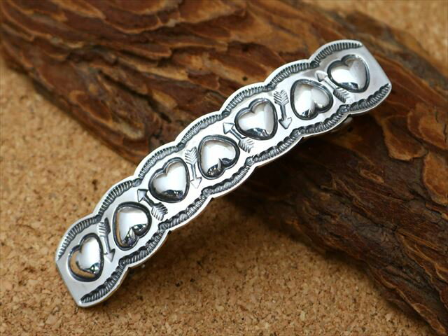 インディアンジュエリー ナバホ族 Sunshine Reeves ( サンシャイン・リーブス ) 作 ハート リポウズ 矢 アロー スタンプ バレッタ ネイティ...