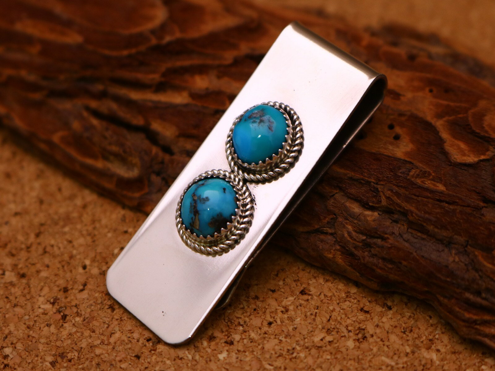 インディアンジュエリー ナバホ族 シルバー ターコイズ ワイヤーワーク マネークリップ ネイティブ アメリカン アクセサリー ジュエリー 925 メンズ レディ...