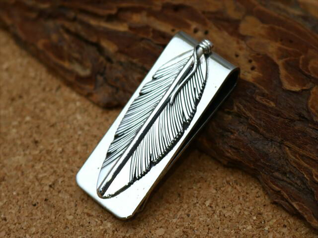 インディアンジュエリー ナバホ族 Harvey Mace (ハーヴィー・メイス) 作 シルバー フェザー マネークリップ ネイティブ アメリカン アクセサリー ...