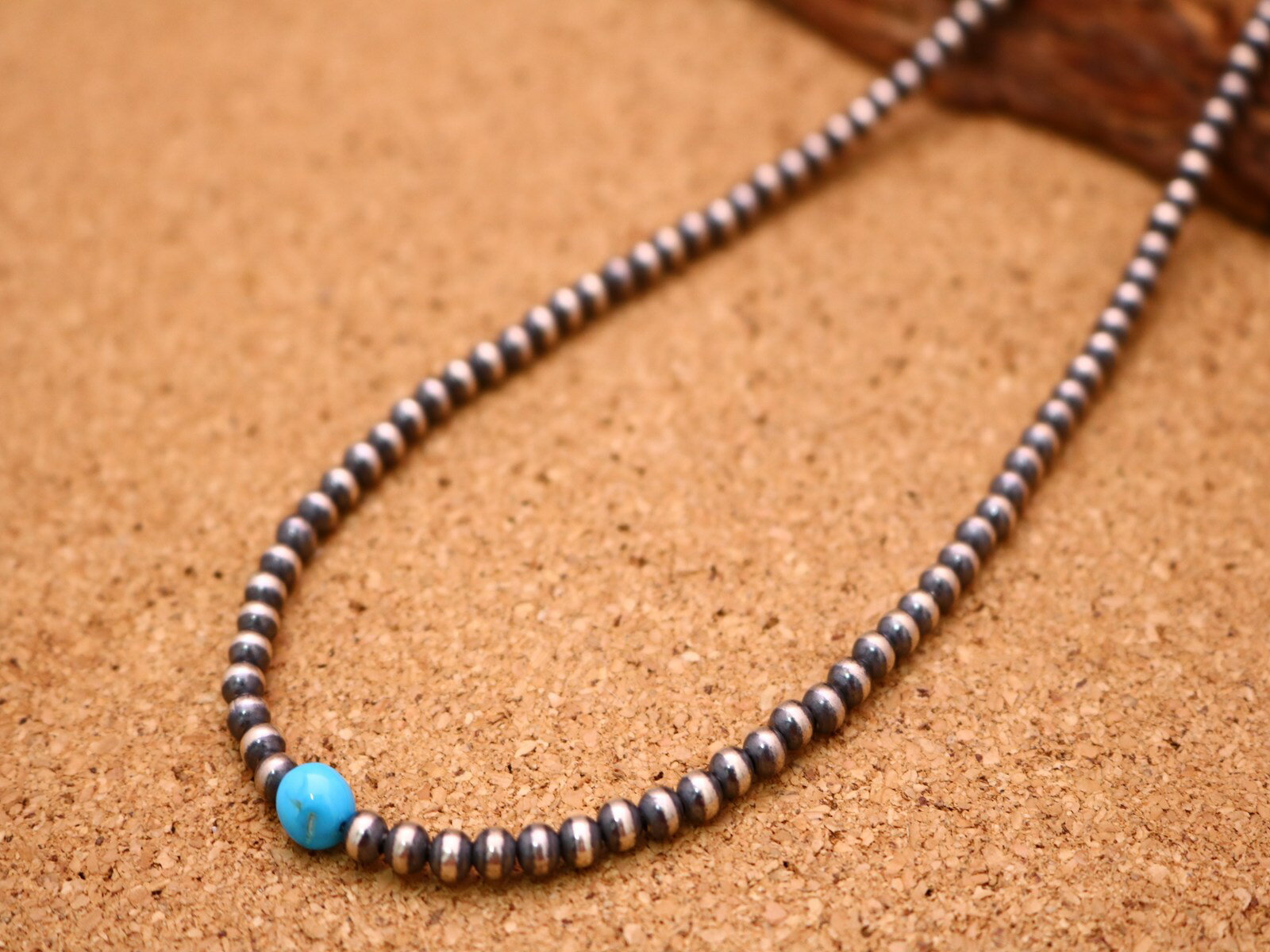 インディアンジュエリー ナバホ族 ナバホパール ラウンド ターコイズ 粒 ビーズ シルバー いぶし ネックレス ネイティブ アメリカン ユニセックス レディース...