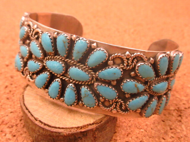 インディアンジュエリー・ナバホ族作 ターコイズ クラスター バングル ネイティブ アメリカン シルバー アクセサリー ジュエリー レディース メンズ ギフト プレゼント シルバー 925 ユニセックス