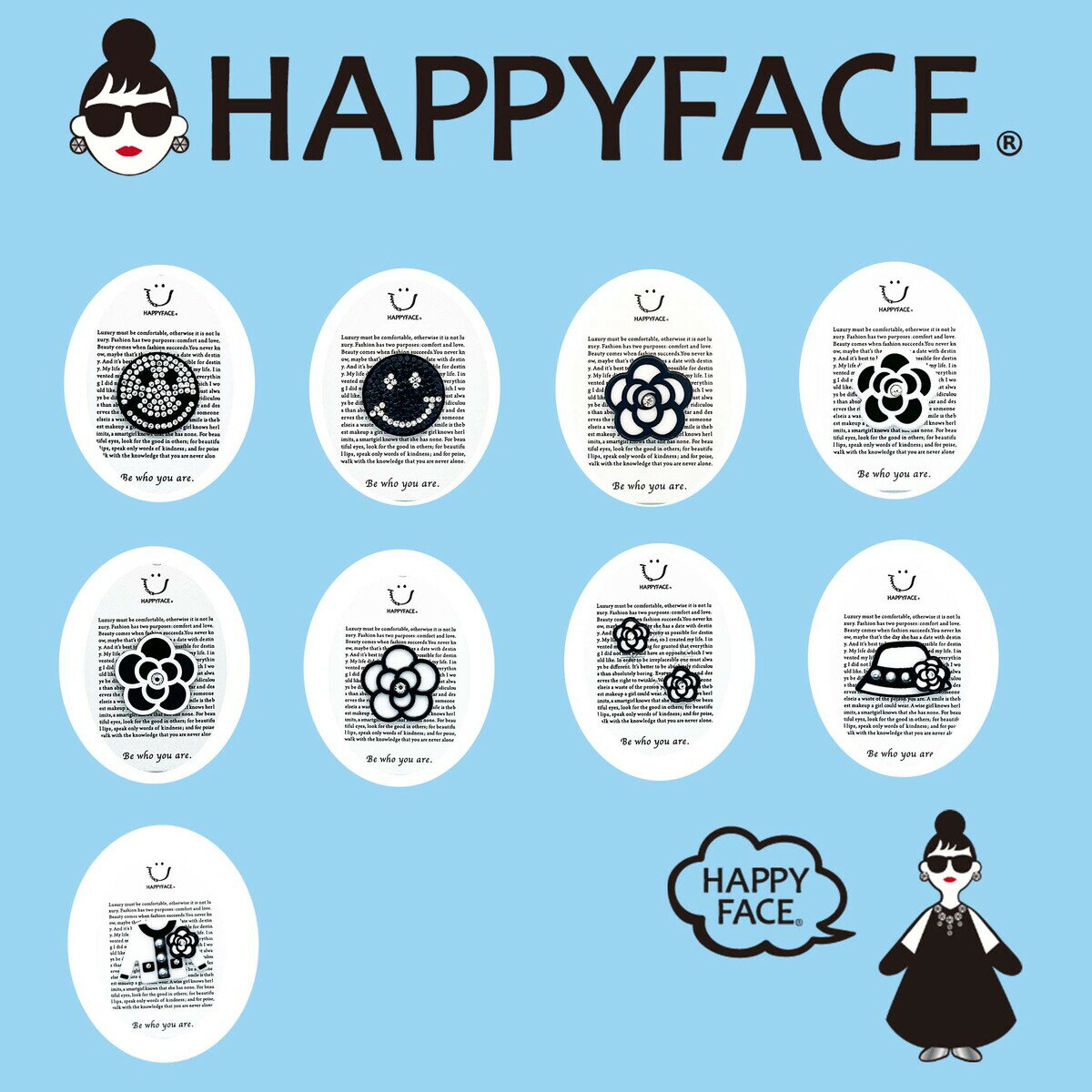 【ポイント10倍】【選べる9種類】HAPPY FACE【ハッピーフェイス】マグチャーム (クリスタルスマイル、カメリア、NEWカメリア、ミニカメリア、帽子、服）